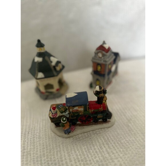 Ceramic Christmas Village, Train, Gazebo and Church, 3" to 5" tall - Picture 4 of 5